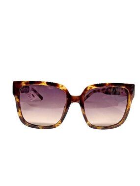 Tortoise Oversized Square Gradient Sunglasses With Gold Logo Arms